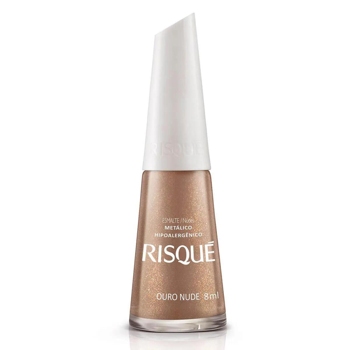 Esmalte Risqué Metálico Ouro Nude com 8ml