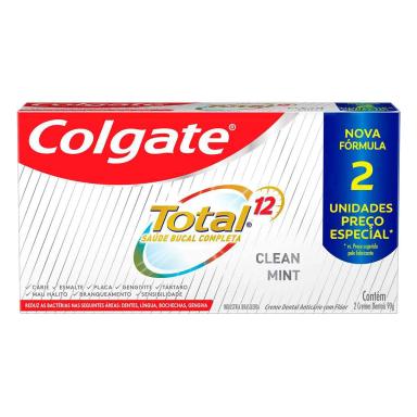 Kit Pasta de Dente Colgate Total 12 Clean Mint com 2 Unidades de 90g cada