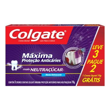 Pasta de Dente Colgate Máxima Proteção Anticáries Mais Neutraçucar com 3 unidades