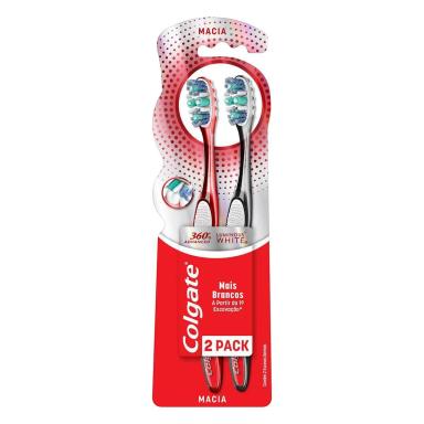 Escova de Dente Colgate 360º Luminous White Advanced Macia com 2 unidades