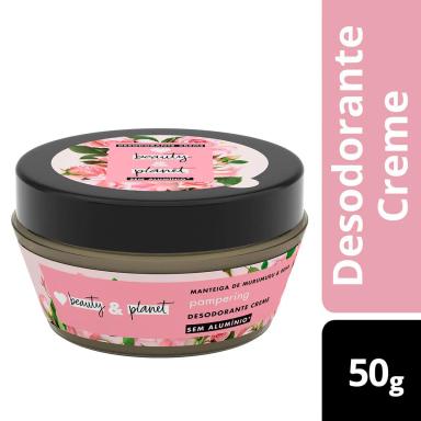 Desodorante Creme Beauty & Planet Pampering Manteiga de Murumuru e Rosa com 50g