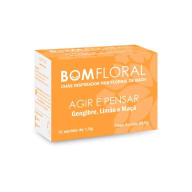 Chá Bom Floral Agir e Pensar Sabor Gengibre, Limão e Maçã com 15 sachês