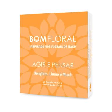 Chá Bom Floral Agir e Pensar Sabor Gengibre, Limão e Maçã com 60 sachês
