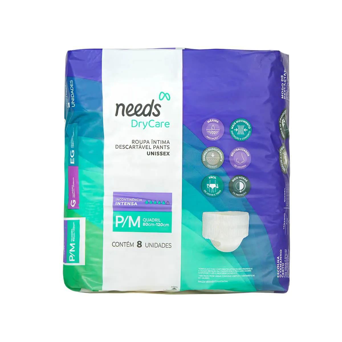 Roupa Íntima Needs DryCare P/M 8 unidades