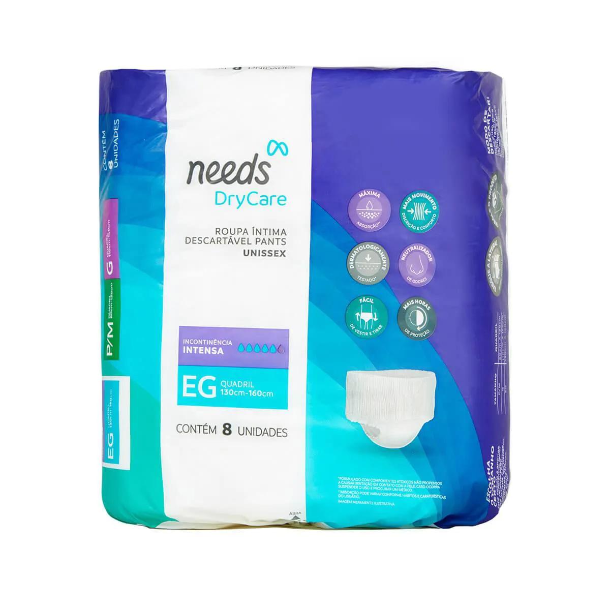 Roupa Íntima Needs DryCare EG 8 unidades