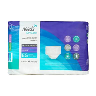 Roupa Íntima Descartável Pants Needs DryCare Unissex EG 16 unidades