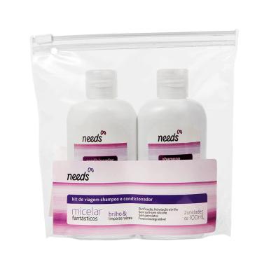 Kit de Viagem Needs Micelar Fantásticos com 1 Shampoo + 1 Condicionador de 100ml cada