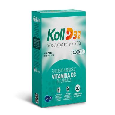 Suplemento de Vitamina D3 Koli D3 Vit 1.000UI com 30 comprimidos