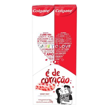 Pasta de Dente Colgate É de Coração com Flúor de 2 unidades com 130g cada