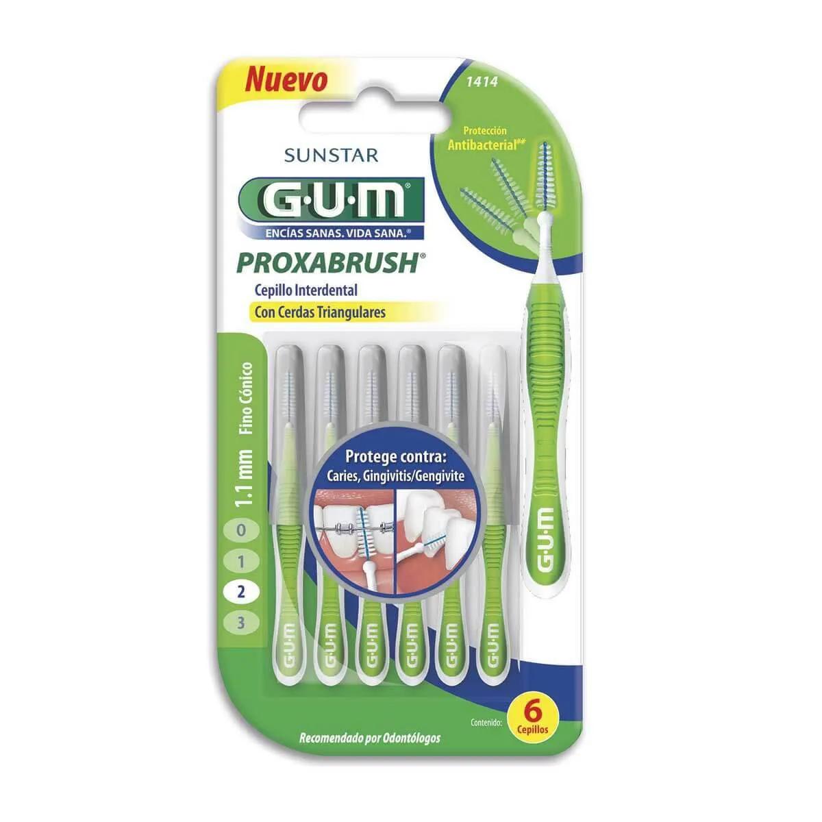 Escova de Dente Interdental Portátil G.U.M Proxabrush Cerda Fina 1.1mm com 6 unidades