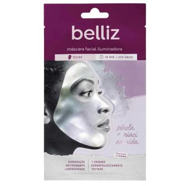 Máscara Facial Iluminadora Belliz Pérola + Niacinamida com 1 unidade
