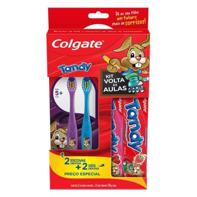Kit Colgate Tandy Volta às Aulas com 2 Escovas de Dente + 2 Géis Dentais 50g cada