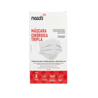 Máscara Descartável de Tripla Proteção Needs com 5 unidades