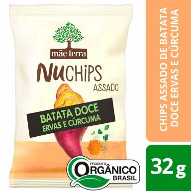 Chips Mãe Terra Nuchips Batata Doce Ervas e Cúrcuma com 32g