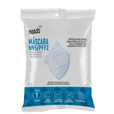 Máscara Descartável Needs N95/PFF2 com 1 Unidade