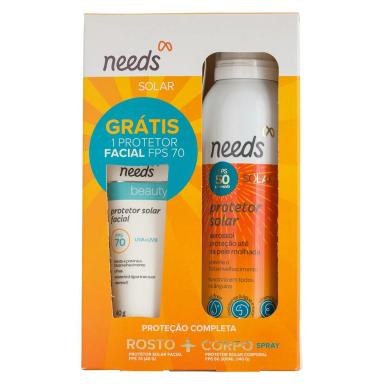 Kit Needs Protetor Solar Facial FPS70 com 40g + Protetor Solar Corporal Aerossol FPS50 com 200ml