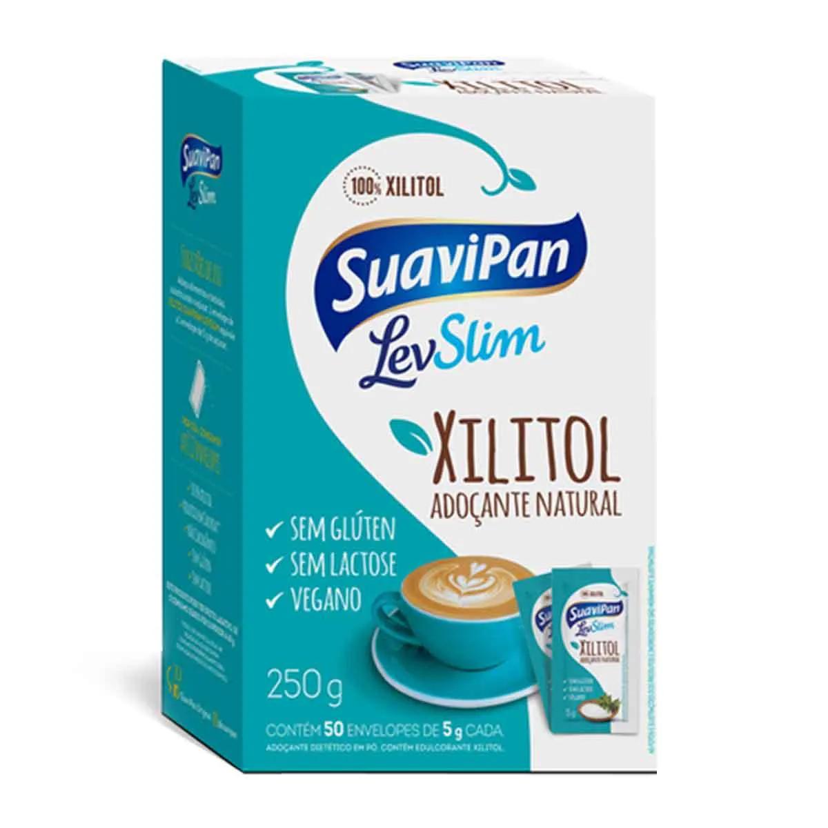 Adoçante em Pó SuaviPan LevSlim Xilitol 50 sachês de 5g cada