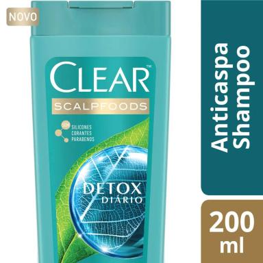 Shampoo Anticaspa Clear Detox Diário com 200ml