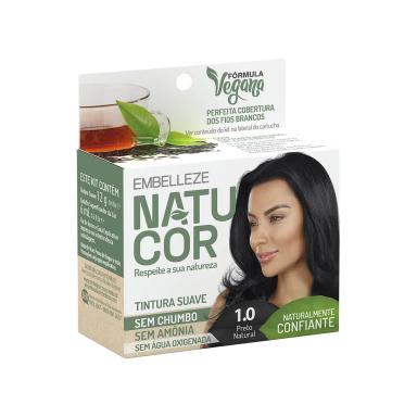 Tintura Suave Embelleze Natucor Cor 1.0 Preto Natural Fórmula Vegana com 1 unidade