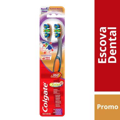 Escova de Dente Colgate 360° Advanced Total 12 Macia com 2 unidades