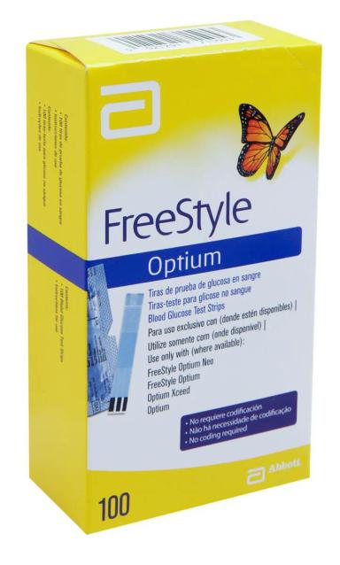Tiras para Teste de Glicemia Freestyle Optium 100 Unidades