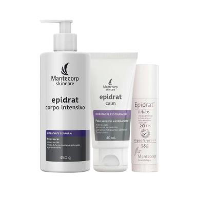 KIT HIDRATANTES MANTECORP EPIDRAT - CREME FACIAL HIDRATANTE E CREME CORPORAL HIDRATANTE E HIDRATANTE LABIAL FPS30 5,5G