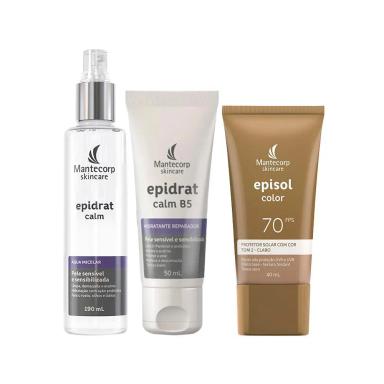 KIT FACIAL MANTECORP - PROTETOR SOLAR TOM 2 CLARO FPS70 E  ÁGUA MICELAR E HIDRATANTE