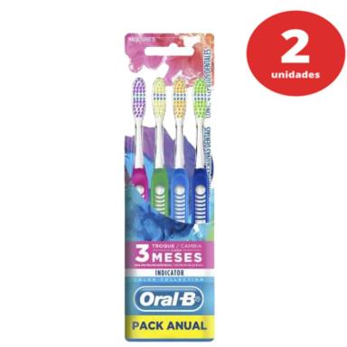 KIT C/2 ESCOVA DE DENTE ORAL-B INDICATOR COLOR COLLECTION 4 UNIDADES