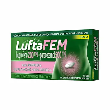 Luftafem Ibuprofeno 200mg + Paracetamol 500mg 12 comprimidos