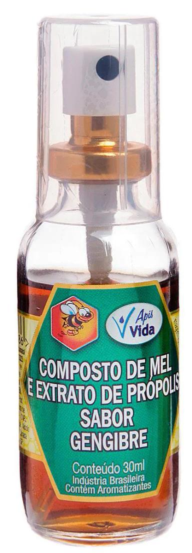 Spray para Garganta Extrato de Própolis Apis Vida Sabor Gengibre 30ml
