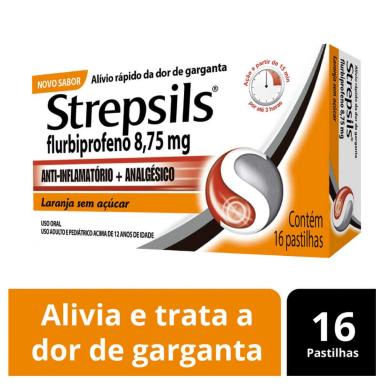 Pastilha Strepsils Laranja 16 unidades