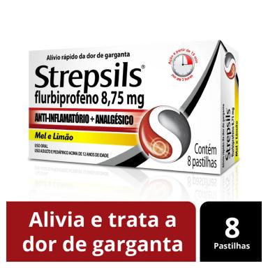 Pastilha Strepsils Sabor Mel e Limão 8 unidades