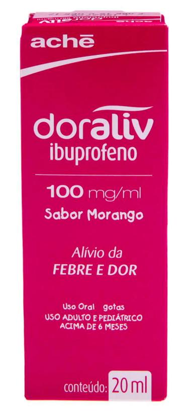 Doraliv Ibuprofeno 100mg/ml Solução em Gotas Sabor Morango 20ml