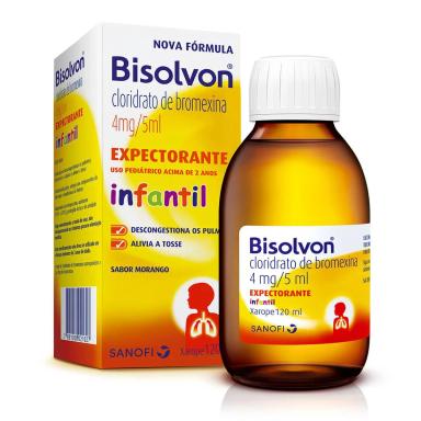 Bisolvon Cloridrato de Bromexina 4mg Xarope Expectorante Infantil Sabor Morango 120ml