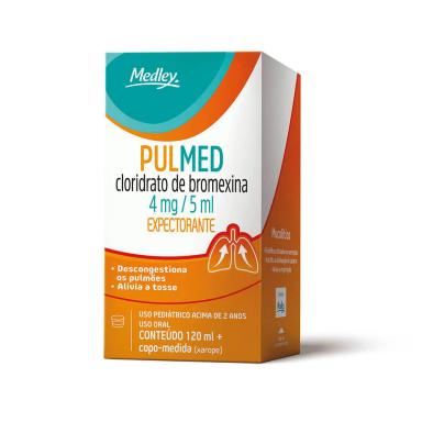 Pulmed Cloridrato de Bromexina 4mg/5ml Xarope Infantil Sabor Morango 120ml
