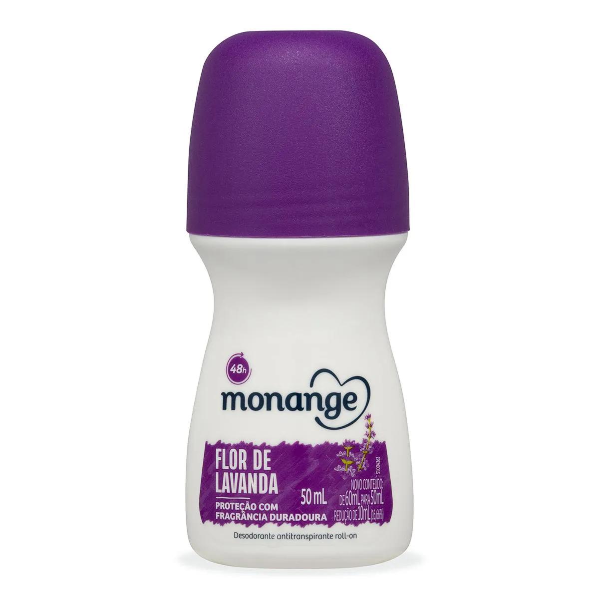 Desodorante Antitranspirante Monange Flor Lavanda Feminino Roll-on 50ml