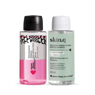 QUEM DISSE, BERENICE? KIT MINI DEMAQUILANTE BIFáSICO 30 ML + SOLUçãO RENOVADORA 30ML