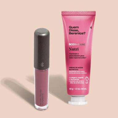 COMBO MAKE E CUIDADOS: CREME HIDRATANTE PARA MãOS ROMã + BATOM LíQUIDO SUPERMATE ROSETALI