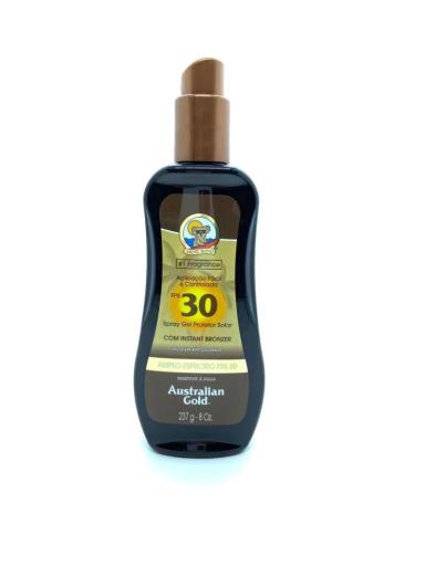 PROTETOR SOLAR FPS 30 AUSTRALIAN GOLD SPRAY GEL INSTANT BRONZER RESISTENTE á AGUá, 237G
