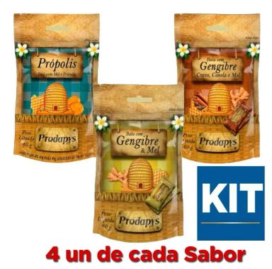 KIT BALAS MEL/GENGIBRE/CRAVO + GENGIBRE/MEL + PROPOLIS/MEL
