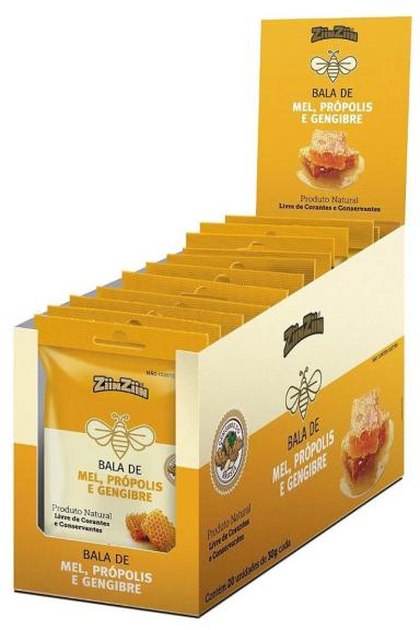 BALA DE MEL COM PRóPOLIS E GENGIBRE 20UNI DE 30GR CADA - ZIINZIIN