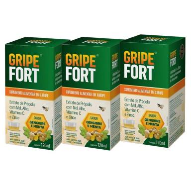 KIT 3UNI GRIPE FORT XAROPE 120ML GENGIBRE E MENTA - EUROFITO