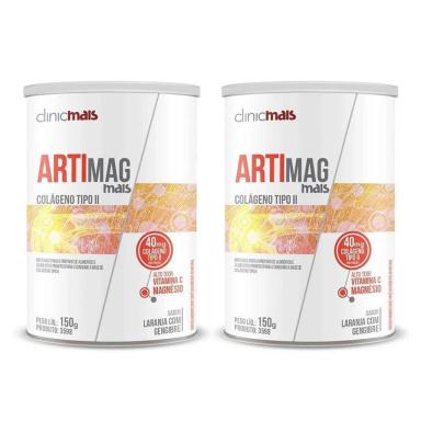 KIT 2UNI ARTIMAG COLáGENO TIPO II SABOR LARANJA COM GENGIBRE 150G - CLINIC MAIS
