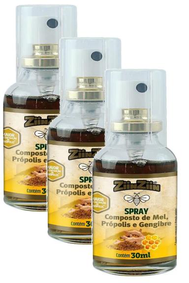 KIT 3UNI SPRAY GENGIBRE E PRóPOLIS 30ML - ZIINZIIN