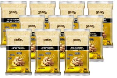 BALA DE GENGIBRE COM MEL E PRóPOLIS 10UNI DE 30GR CADA - ZIINZIIN