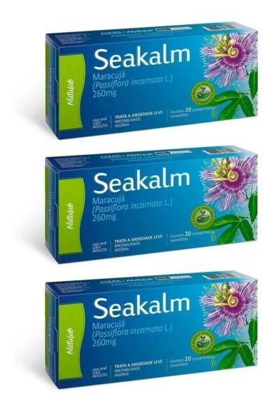 KIT COM 3 SEAKALM 260MG 20CPS CALMANTE NATURAL - NATULAB