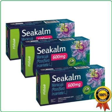 KIT COM 3 SEAKALM 600MG 20CPS CALMANTE NATURAL - NATULAB