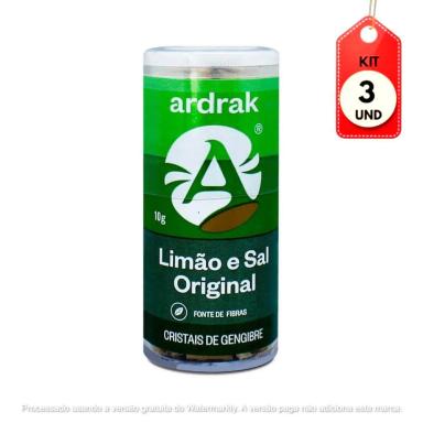KIT C/03 ARDRAK CRISTAIS DE GENGIBRE TUBO LIMãO E SAL 10G
