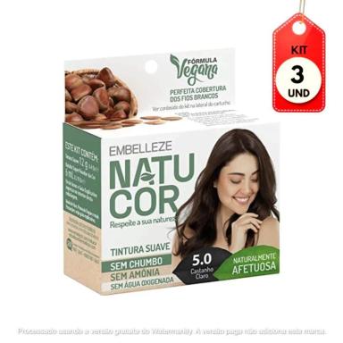 KIT C/03 NATUCOR TINTA 5.0 CASTANHO CLARO 12G