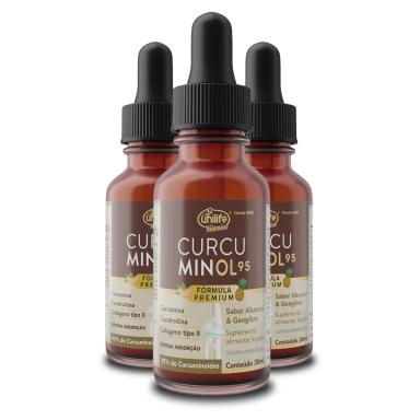 KIT 3 CURCUMINOL UNILIFE SABOR ABACAXI E GENGIBRE EM GOTAS 30ML